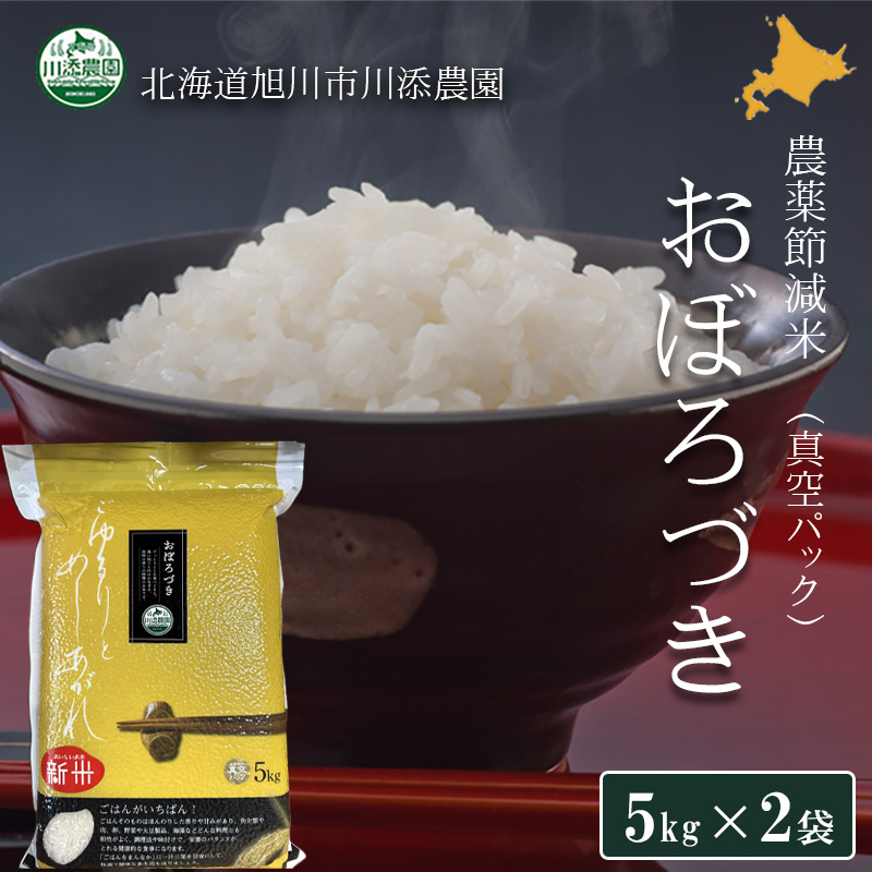 【予約受付中】おぼろづき 農薬節減米 白米（真空パック5kg×2） 令和7年度北海道産【旭川 川添農園】