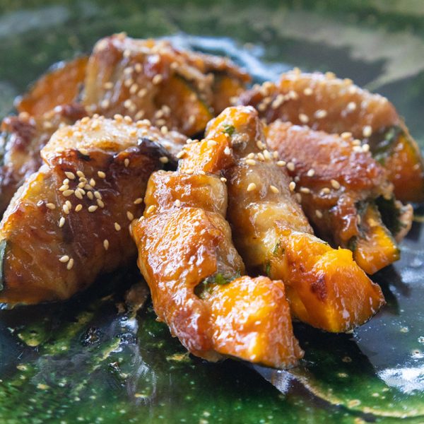 お弁当にもぴったり^^「かぼちゃの甘辛肉巻き」