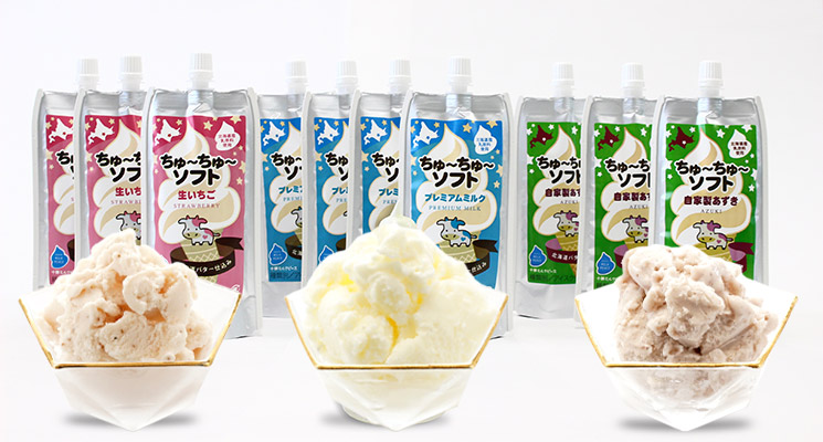 ちゅーちゅーソフト　食べれる 10本セット（ミルク4本・イチゴ3本・あずき3本）メイン画像