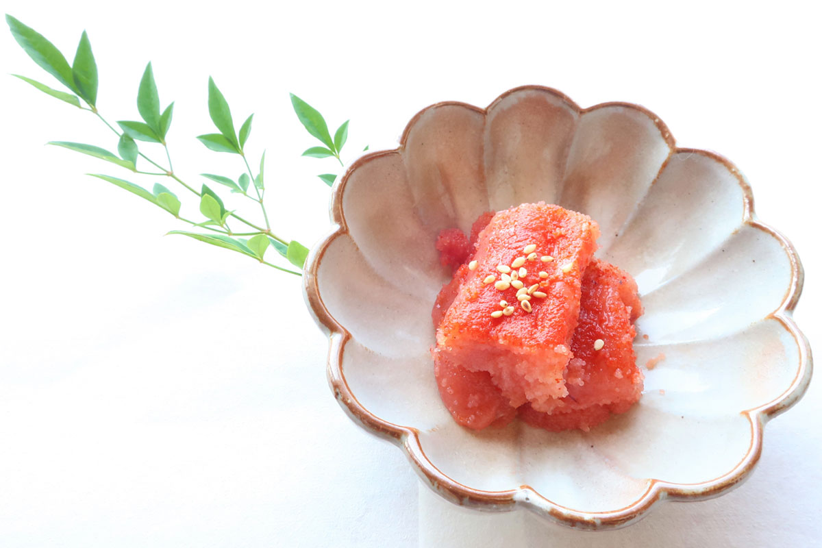 北海道の昆布味明太子200ｇ盛り付け