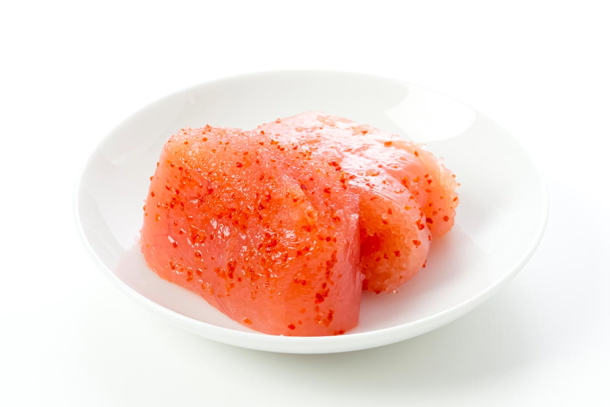 がごめ昆布入無着色明太子 120ｇ盛り付け