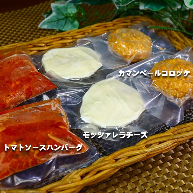 モッツアレラハンバーグとカマンベールコロッケセット中身