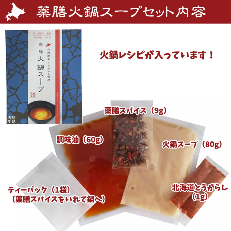 薬膳火鍋スープのセット内容